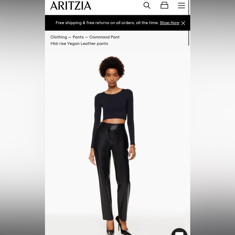 Aritzia-Babaton Leather Command Pants Black